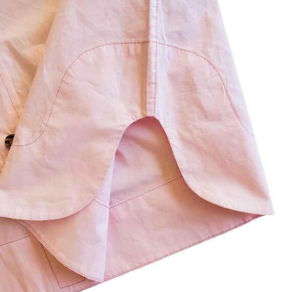 GANNI Vintage Ruffle Trim Peter Pan Collar Baby Pink Cotton Poplin Blouse Sz M/L - Picture 5 of 13